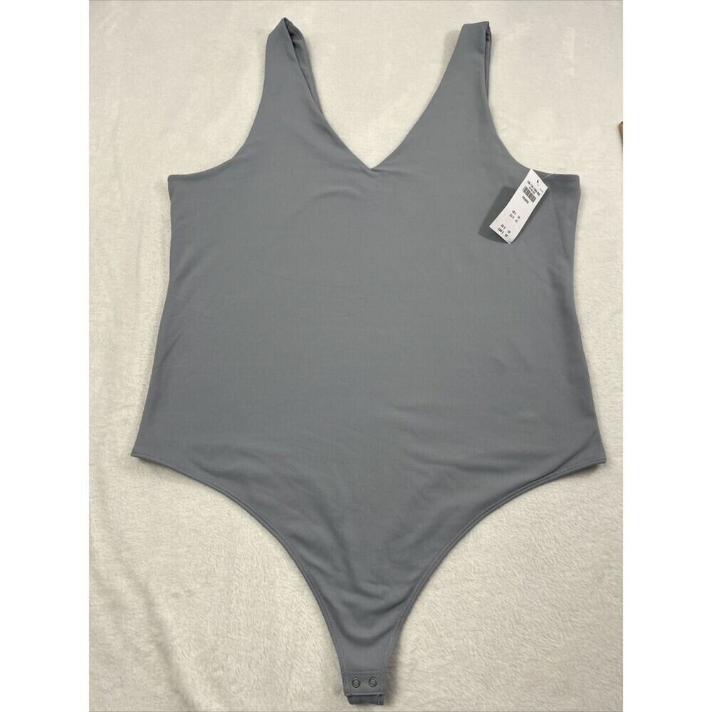 NWT Abercrombie & Fitch Bodysuit Women’s XXL Gray Blue V Neck Soft Collection